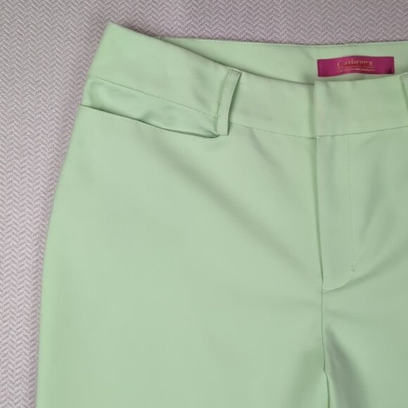 Catherine Malandrino Cropped Trousers Mint Green Slim Leg Stretch Pants - Picture 2 of 10